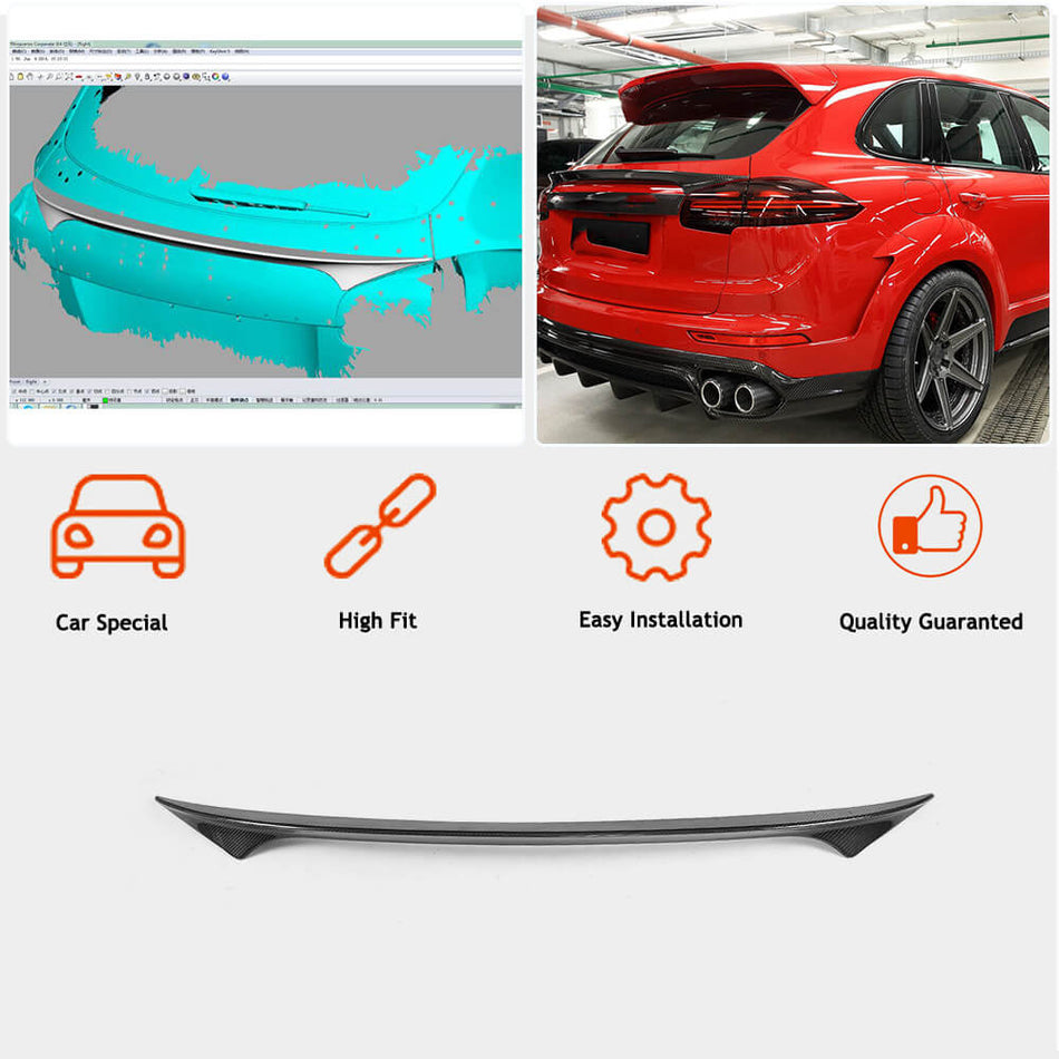 Porsche Cayenne 958 2015-2018 Rear Middle Spoiler Carbon Fiber-Ahacarbon