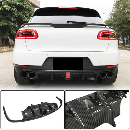 Porsche Macan 2014-2020 Rear Bumper Diffuser With Brake Light Carbon Fiber-Ahacarbon