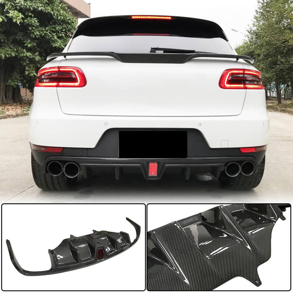 Porsche Macan 2014-2020 Rear Bumper Diffuser With Brake Light Carbon Fiber-Ahacarbon