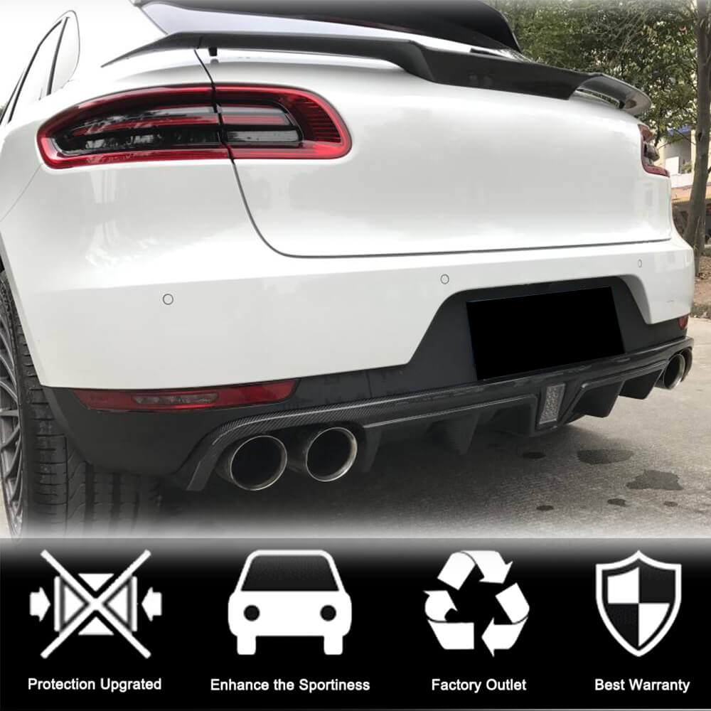 Porsche Macan 2014-2020 Rear Bumper Diffuser With Brake Light Carbon Fiber-Ahacarbon