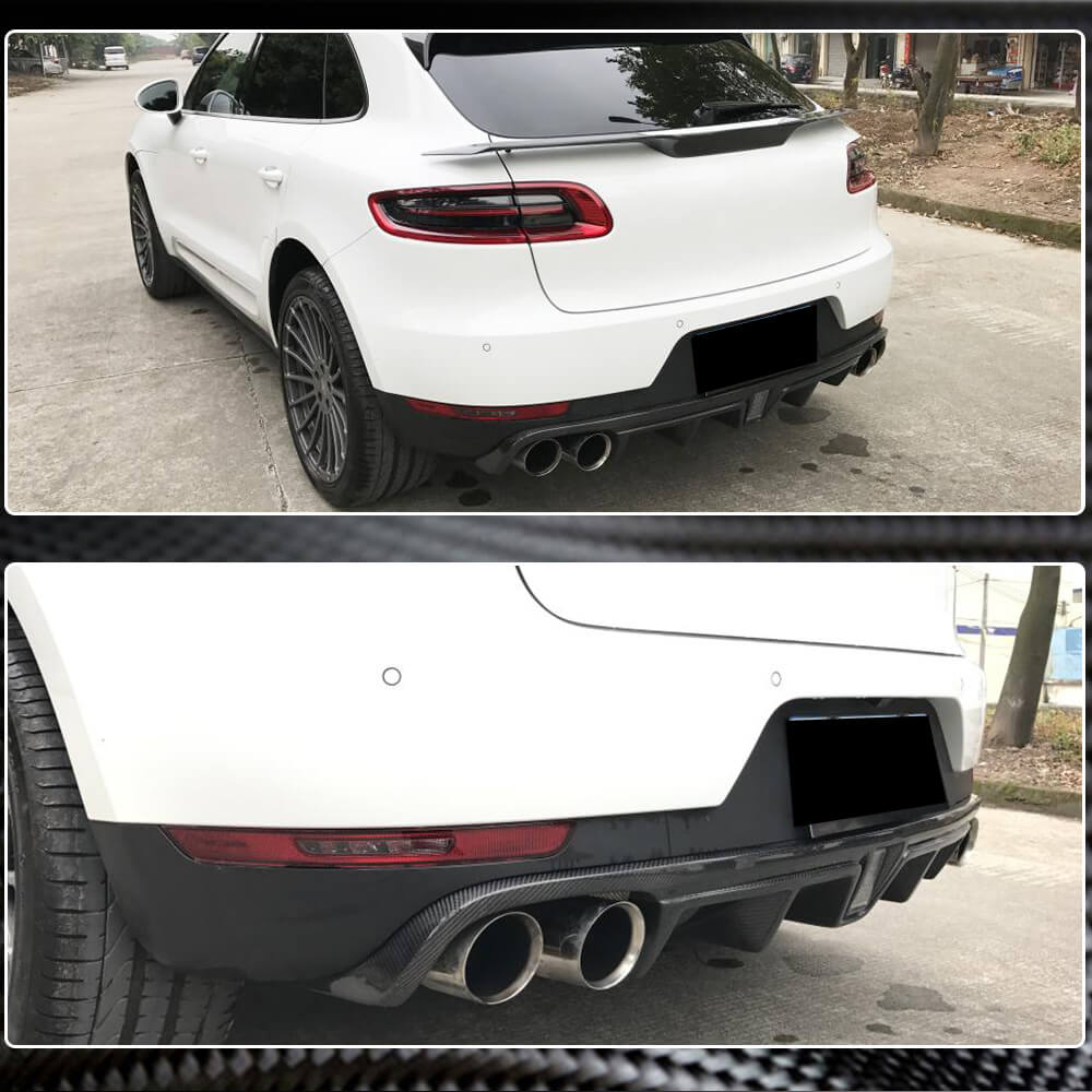 Porsche Macan 2014-2020 Rear Bumper Diffuser With Brake Light Carbon Fiber-Ahacarbon