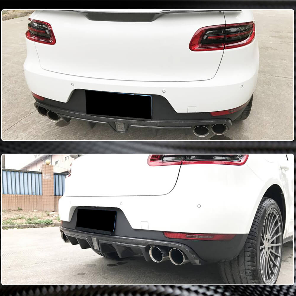 Porsche Macan 2014-2020 Rear Bumper Diffuser With Brake Light Carbon Fiber-Ahacarbon