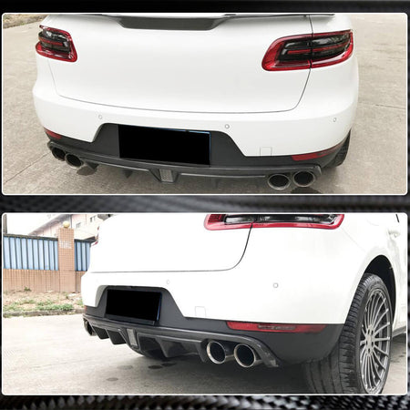 Porsche Macan 2014-2020 Rear Bumper Diffuser With Brake Light Carbon Fiber-Ahacarbon