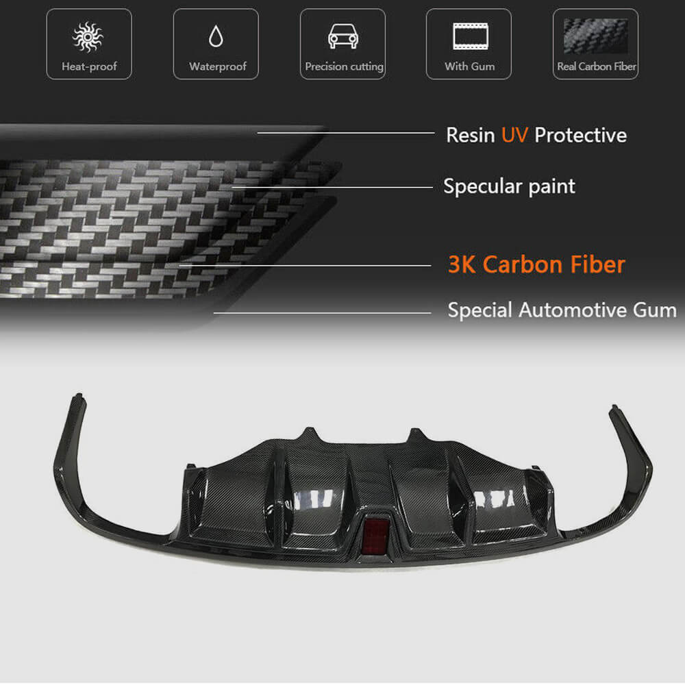 Porsche Macan 2014-2020 Rear Bumper Diffuser With Brake Light Carbon Fiber-Ahacarbon