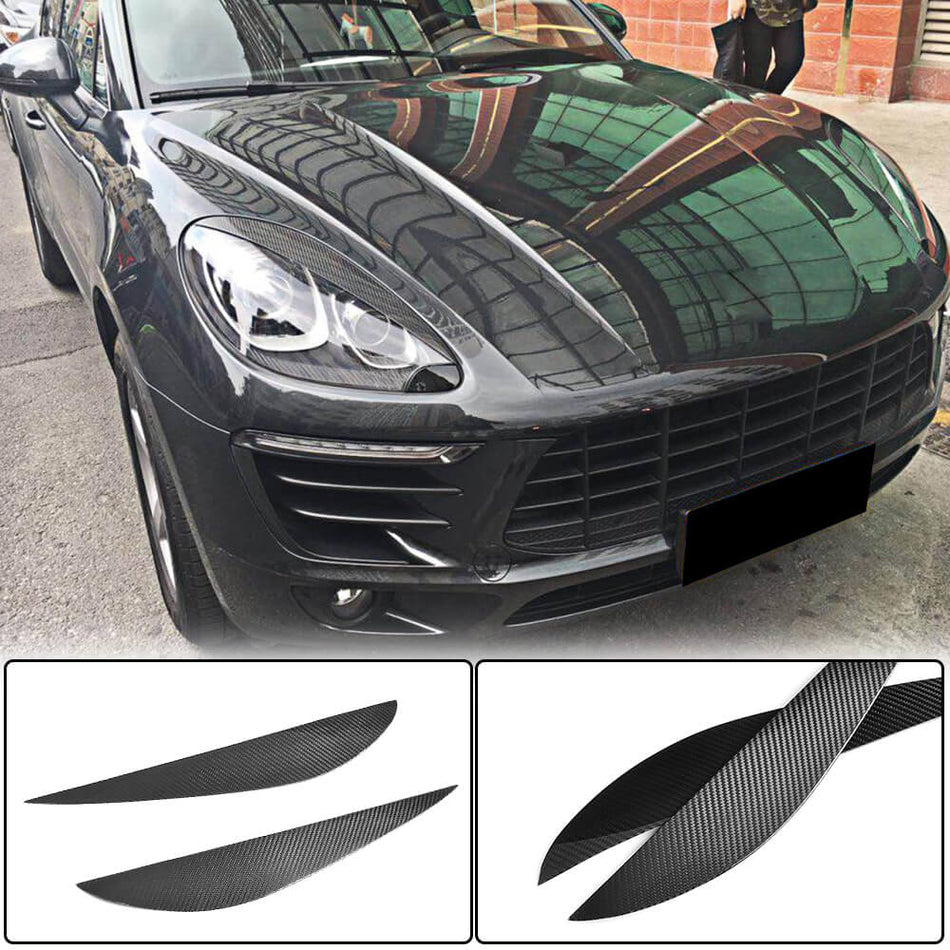 Porsche Macan 2014-2018 Headlight Eyebrows Lamp Eyelids Dry Carbon Fiber-Ahacarbon