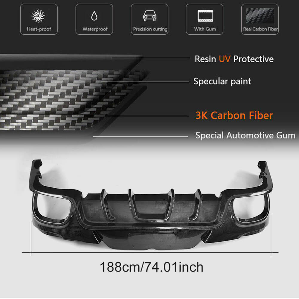 Porsche Panamera 970 Facelift 2014-2016 Rear Bumper Diffuser Carbon Fiber-Ahacarbon