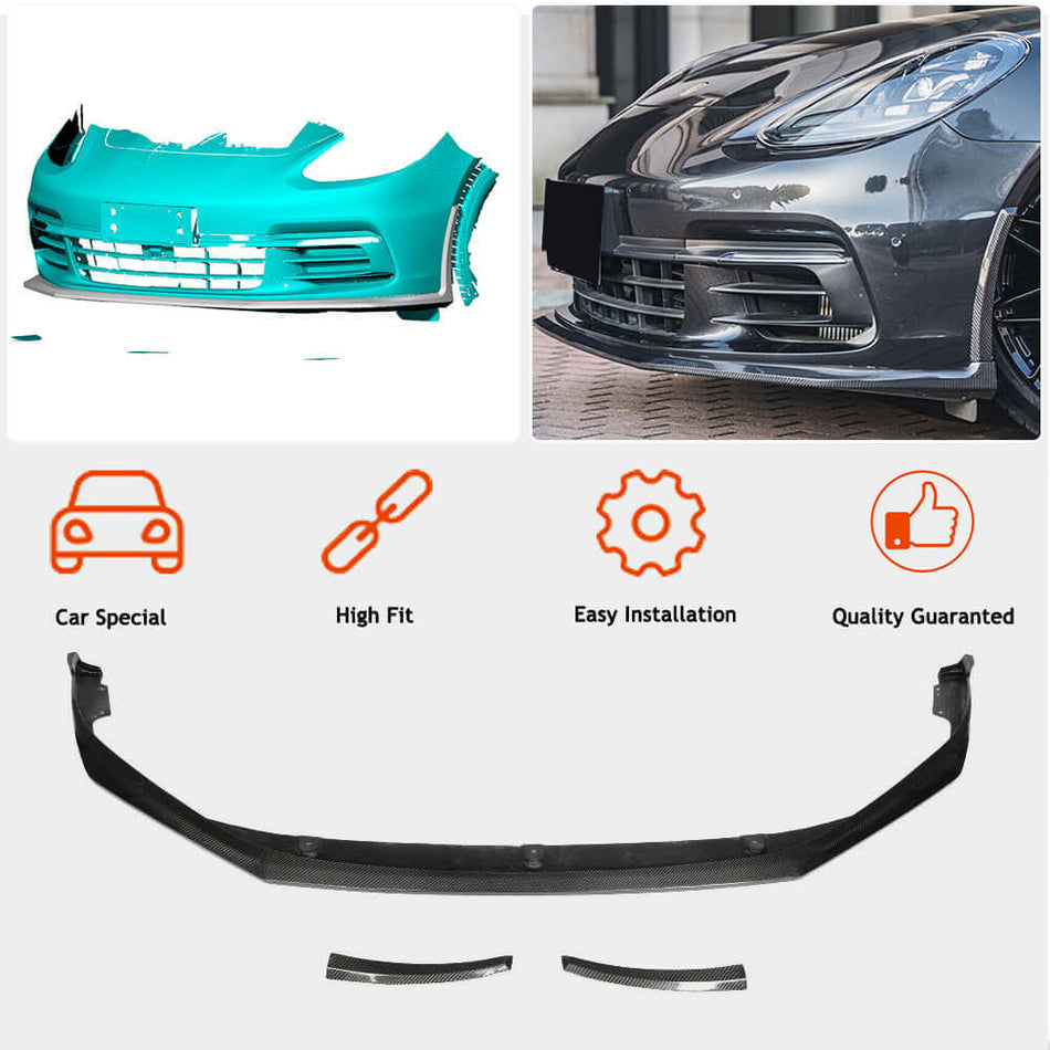 Porsche Panamera 971 2017-2019 Front Bumper Lip Carbon Fiber-Ahacarbon