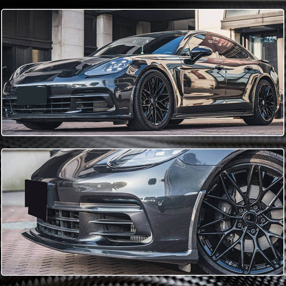 Porsche Panamera 971 2017-2019 Front Bumper Lip Carbon Fiber-Ahacarbon