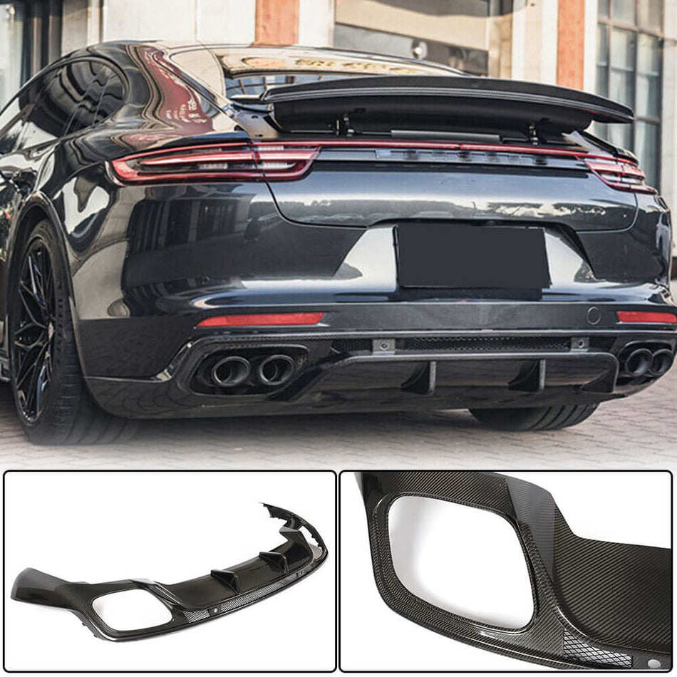 Porsche Panamera 971 2017-2019 Rear Bumper Diffuser Carbon Fiber-Ahacarbon
