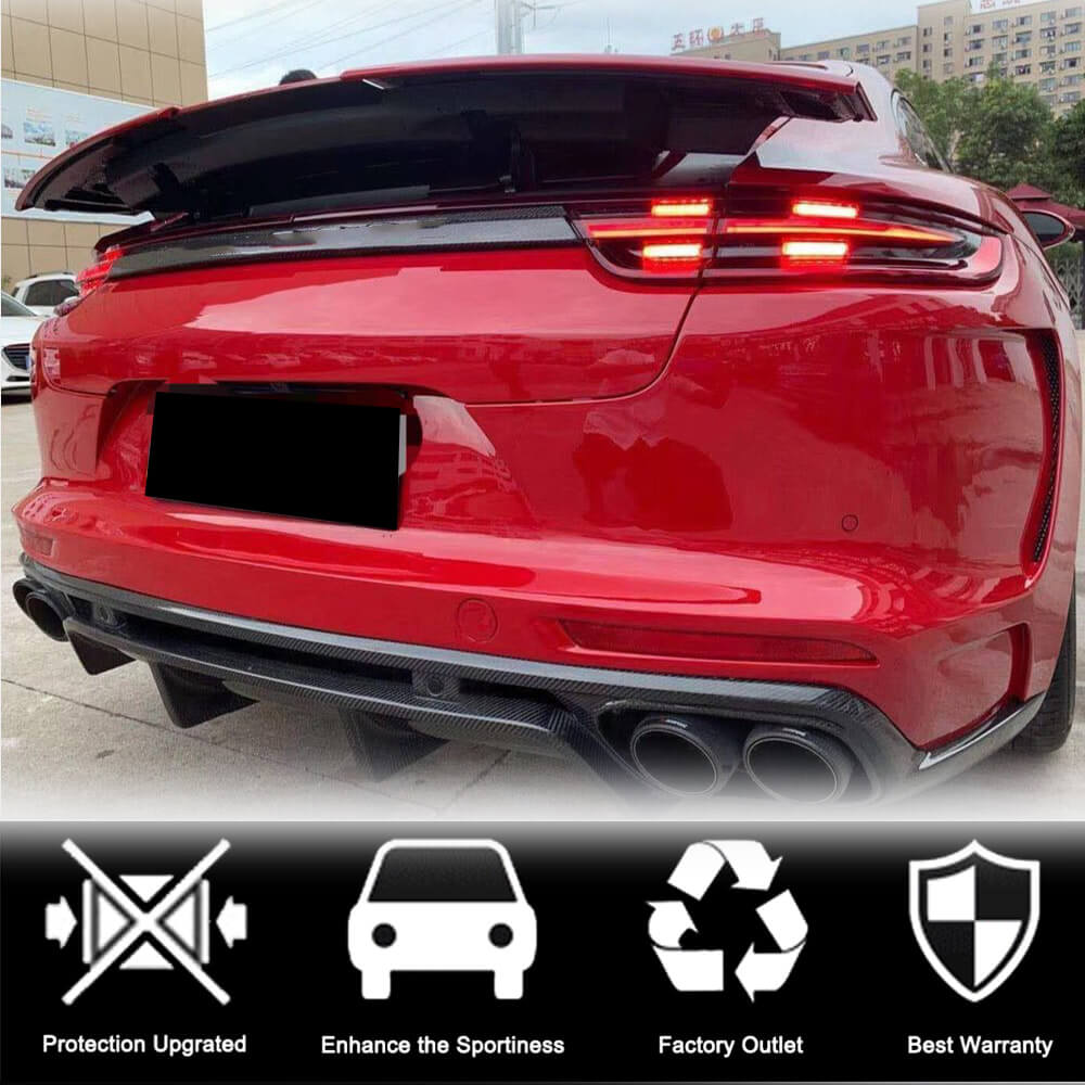 Porsche Panamera 971 2017-2019 Rear Bumper Diffuser Carbon Fiber-Ahacarbon