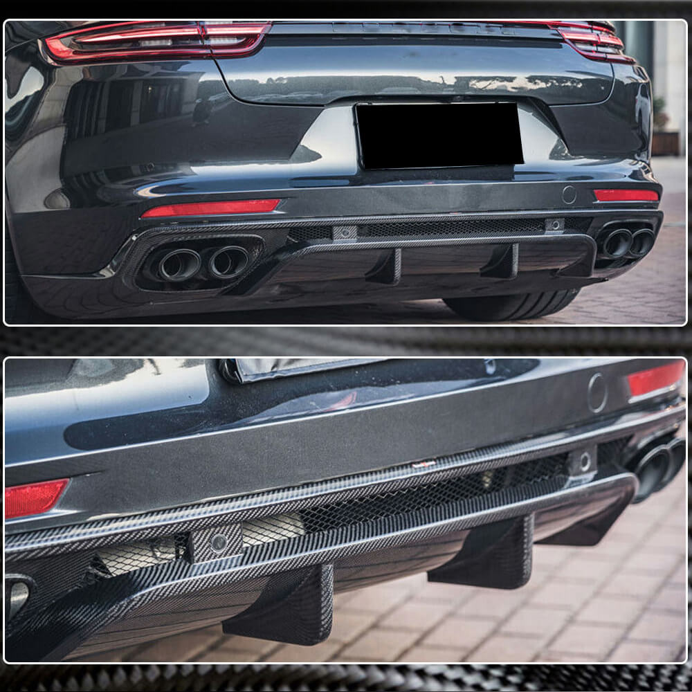 Porsche Panamera 971 2017-2019 Rear Bumper Diffuser Carbon Fiber-Ahacarbon