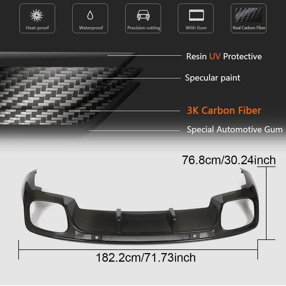 Porsche Panamera 971 2017-2019 Rear Bumper Diffuser Carbon Fiber-Ahacarbon