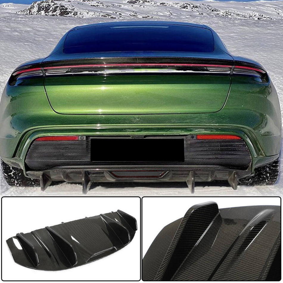 Porsche Taycan 9J1 Base/4/4S 2019-2021 Rear Bumper Diffuser Dry Carbon Fiber-Ahacarbon