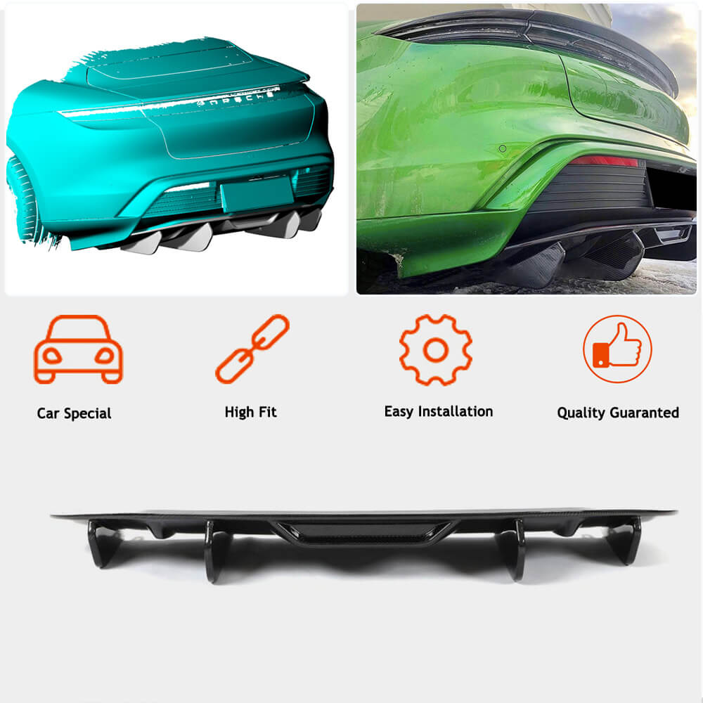 Porsche Taycan 9J1 Base/4/4S 2019-2021 Rear Bumper Diffuser Dry Carbon Fiber-Ahacarbon