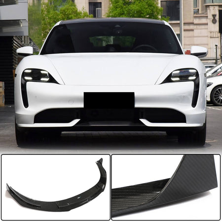 Porsche Taycan 9J1 Turbo S 2019UP Front Bumper Lip Dry Carbon Fiber-Ahacarbon