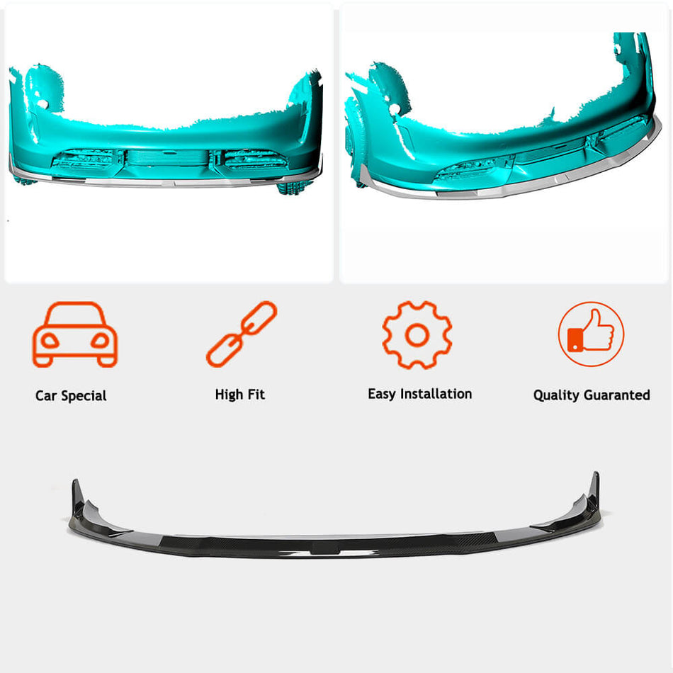Porsche Taycan 9J1 Turbo S 2019UP Front Bumper Lip Dry Carbon Fiber-Ahacarbon