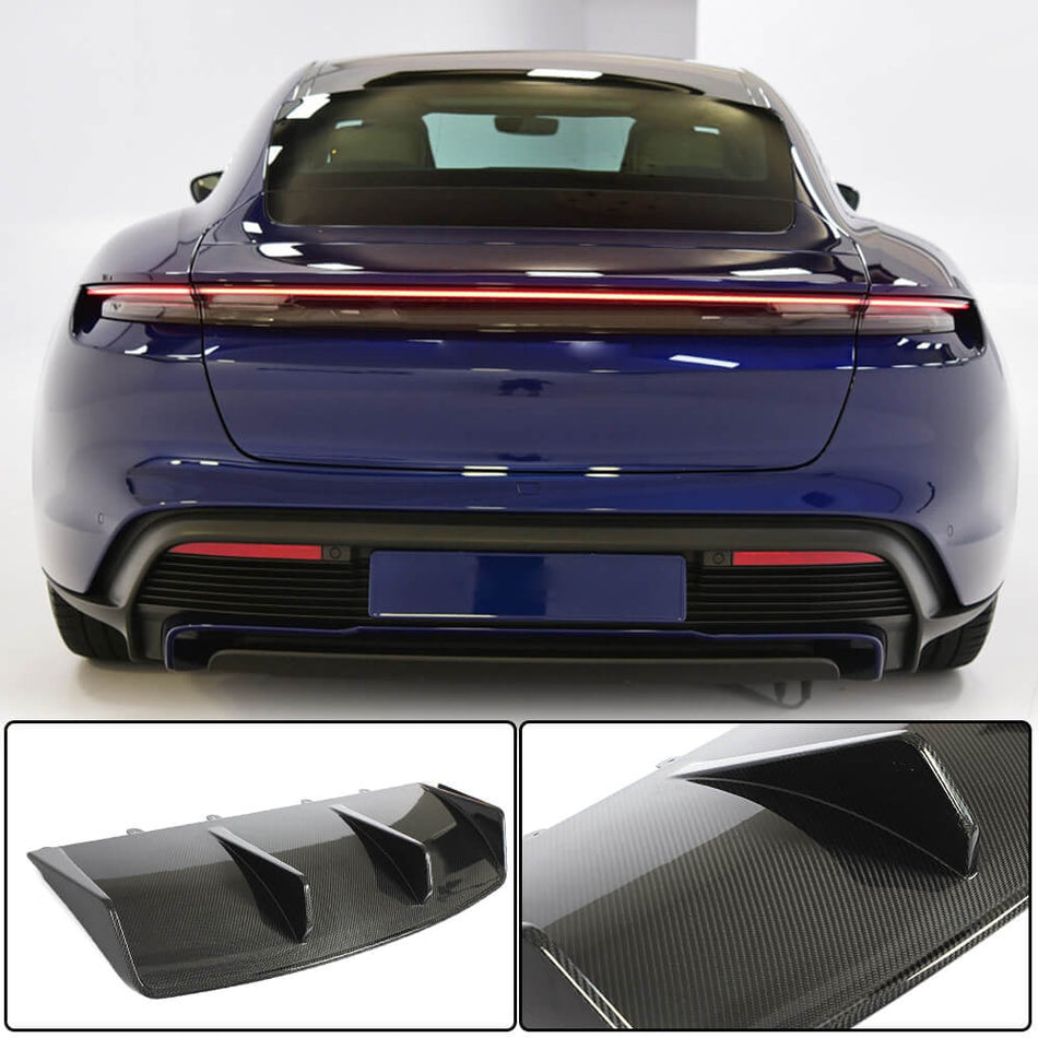 Porsche Taycan 9J1 Turbo S 2019-2021 Rear Bumper Diffuser Dry Carbon Fiber-Ahacarbon