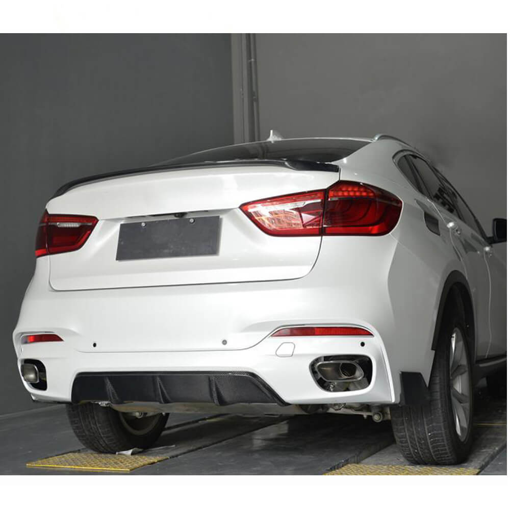 BMW X6 F16 M Sport 2015-2019 Rear Bumper Diffuser With Splitters Carbon Fiber-Ahacarbon