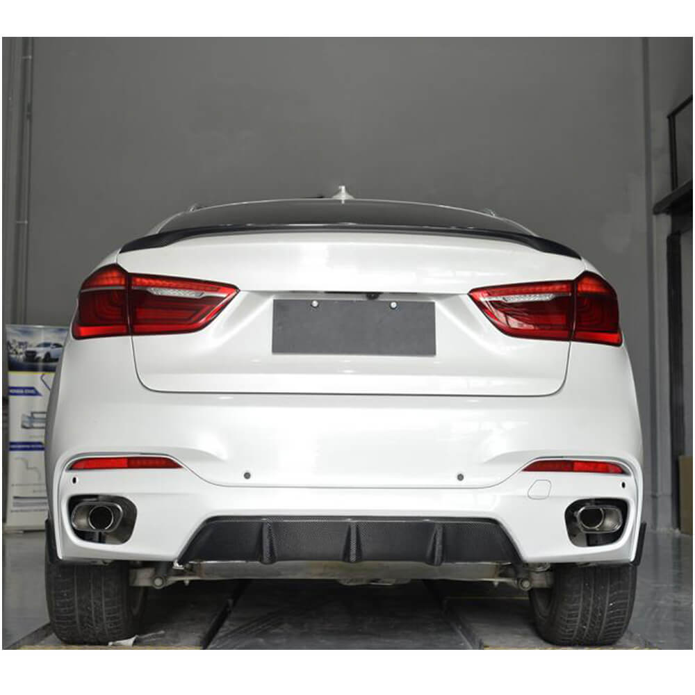 BMW X6 F16 M Sport 2015-2019 Rear Bumper Diffuser With Splitters Carbon Fiber-Ahacarbon