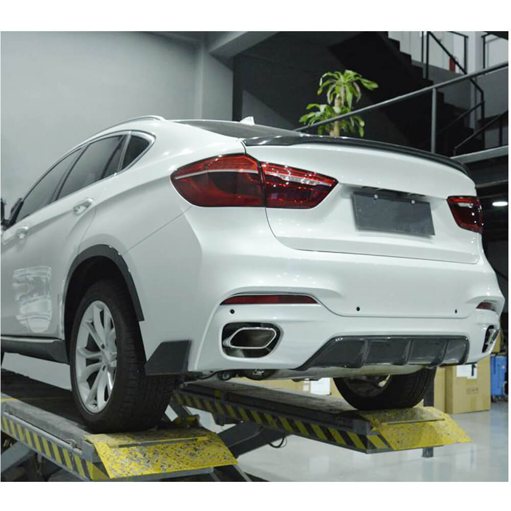 BMW X6 F16 M Sport 2015-2019 Rear Bumper Diffuser With Splitters Carbon Fiber-Ahacarbon