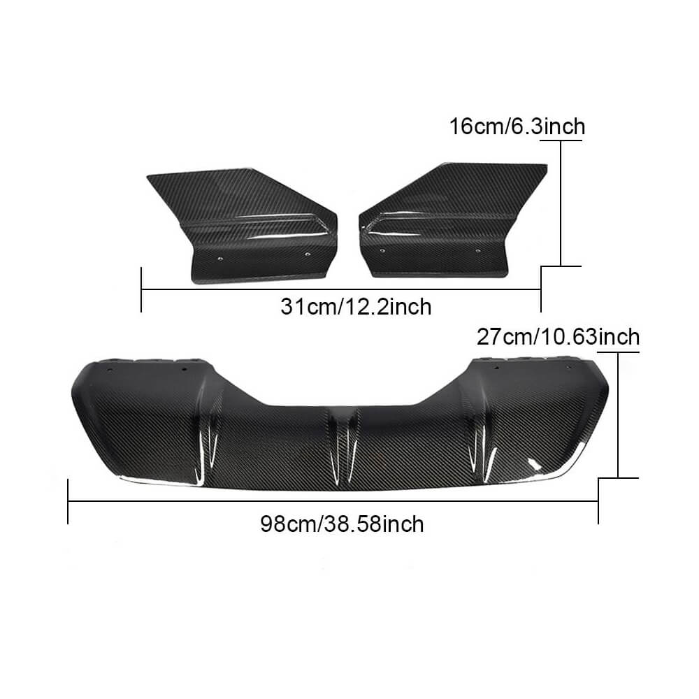 BMW X6 F16 M Sport 2015-2019 Rear Bumper Diffuser With Splitters Carbon Fiber-Ahacarbon