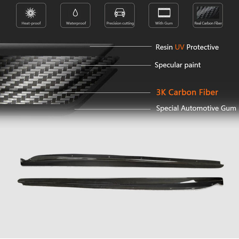 For Subaru BRZ Toyota GT86 FT86 Scion FR-S Carbon Fiber Side Skirts Door Rocker Panels Extension Lip-Ahacarbon