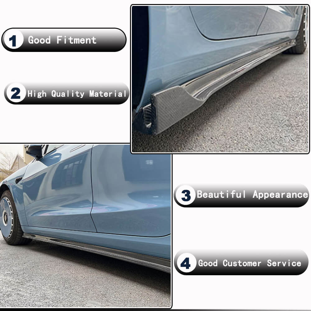 Tesla Model 3 2018-2020 Side Skirts Carbon Fiber-Ahacarbon
