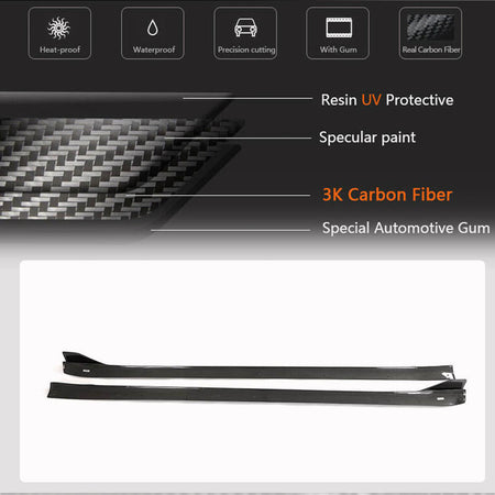 Tesla Model 3 2018-2020 Side Skirts Carbon Fiber-Ahacarbon