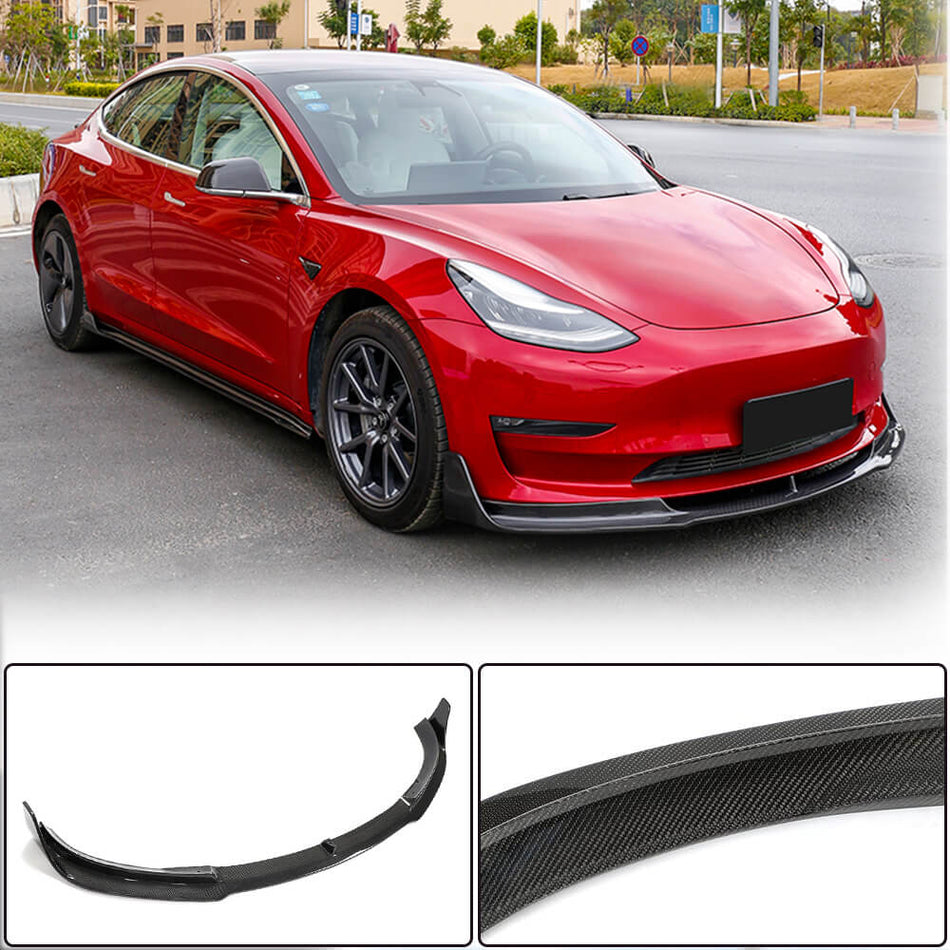 Tesla Model 3 2016-2022 Front Bumper Lip Carbon Fiber-Ahacarbon