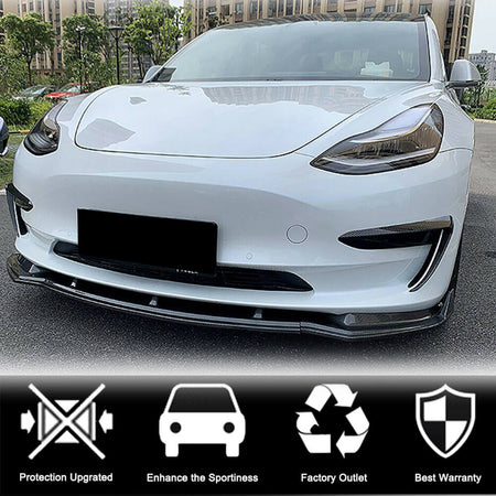 Tesla Model 3 2016-2022 Front Bumper Lip Carbon Fiber-Ahacarbon