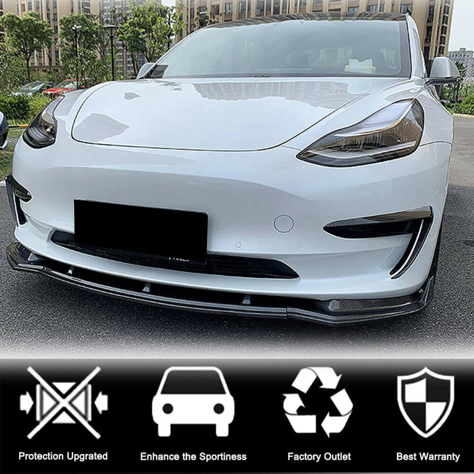 Tesla Model 3 2016-2022 Front Bumper Lip Carbon Fiber-Ahacarbon