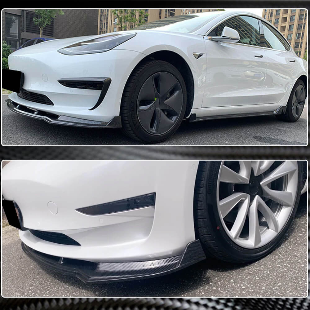 Tesla Model 3 2016-2022 Front Bumper Lip Carbon Fiber-Ahacarbon