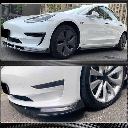 Tesla Model 3 2016-2022 Front Bumper Lip Carbon Fiber-Ahacarbon