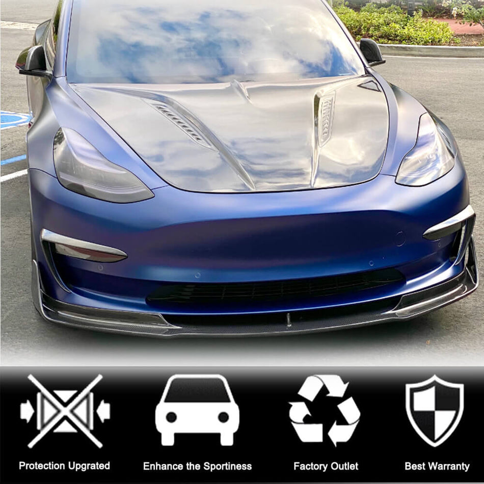 Tesla Model 3 2016-2022 Front Bumper Lip Carbon Fiber-Ahacarbon