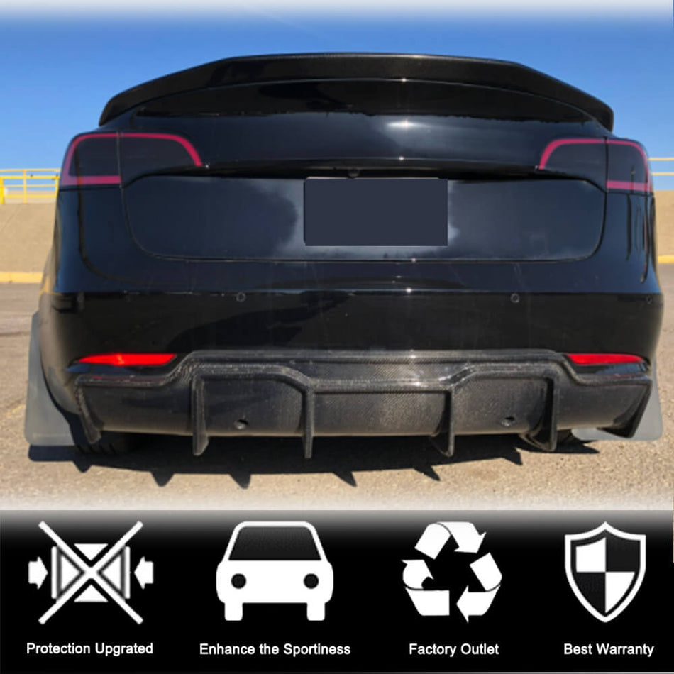 Tesla Model 3 2016-2023 Rear Bumper Diffuser Carbon Fiber/FRP-Ahacarbon