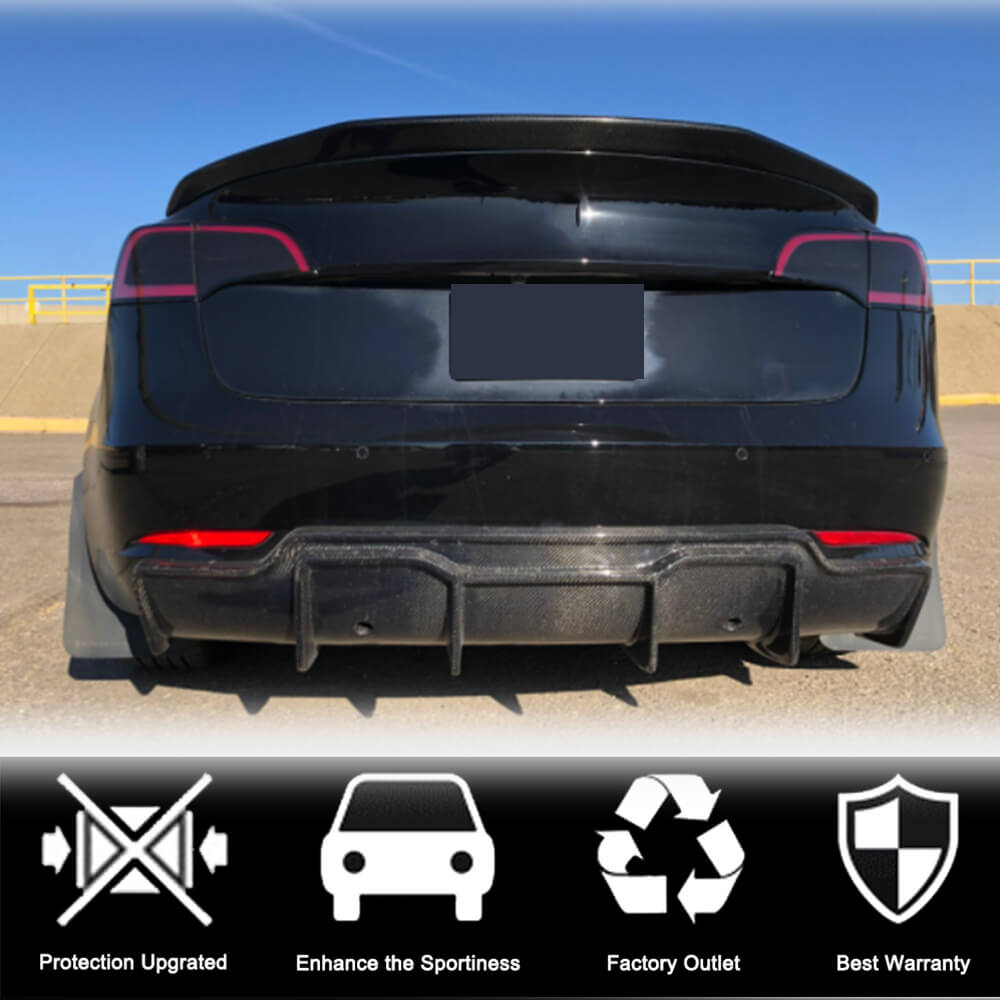 Tesla Model 3 2016-2022 Rear Bumper Diffuser Carbon Fiber-Ahacarbon