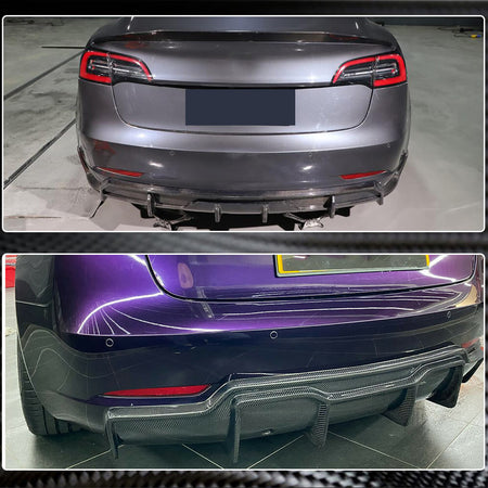 Tesla Model 3 2016-2022 Rear Bumper Diffuser Carbon Fiber-Ahacarbon