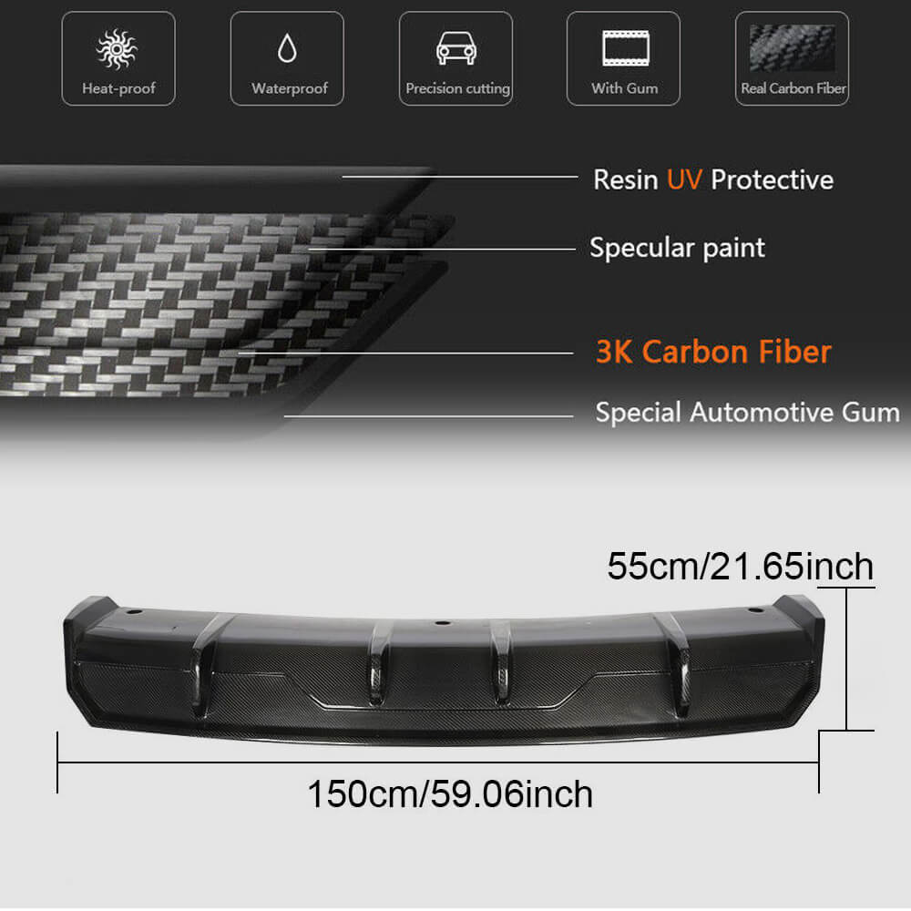 Tesla Model 3 2016-2022 Rear Bumper Diffuser Carbon Fiber-Ahacarbon