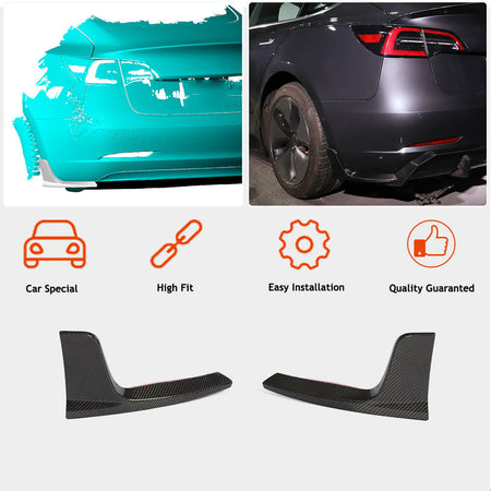 Tesla Model 3 2017-2022 Rear Bumper Splitters Carbon Fiber-Ahacarbon