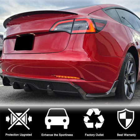 Tesla Model 3 2017-2022 Rear Bumper Splitters Carbon Fiber-Ahacarbon