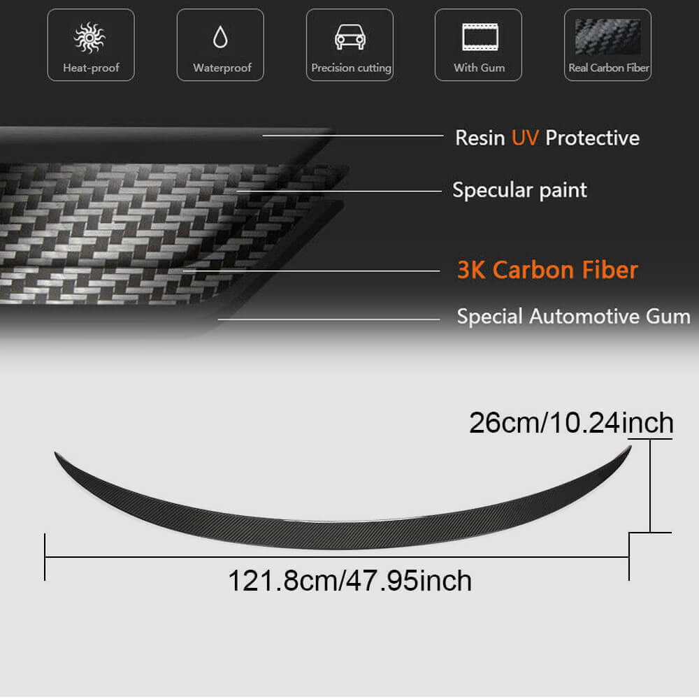 Tesla Model 3 Sedan 2016-2022 Rear Trunk Spoiler Carbon Fiber-Ahacarbon