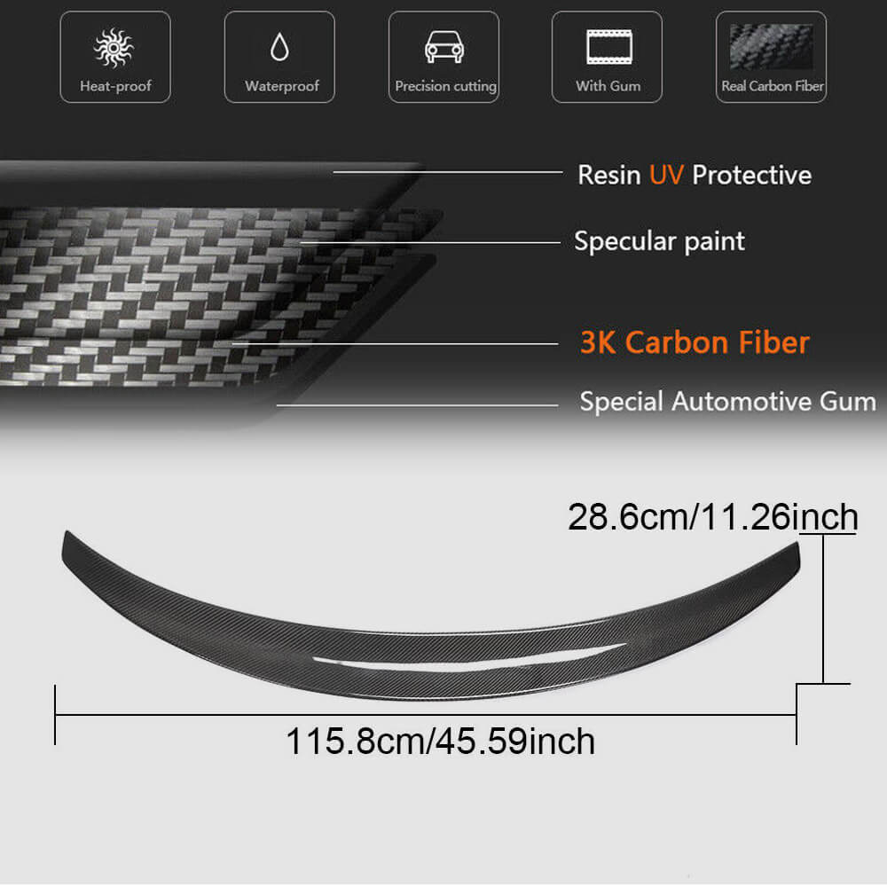 Tesla Model 3 Sedan 4-Door 2016-2022 Rear Trunk Spoiler Carbon Fiber-Ahacarbon