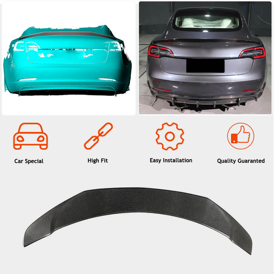 Tesla Model 3 2017-2023 Carbon Fiber/FRP Rear Trunk Spoiler-Ahacarbon