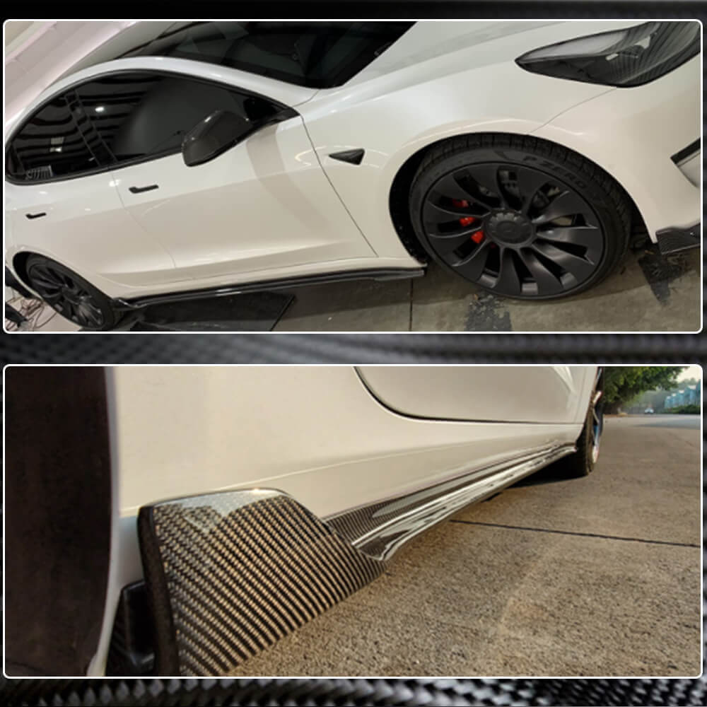 Tesla Model 3 2016-2022 Side Skirts Carbon Fiber-Ahacarbon