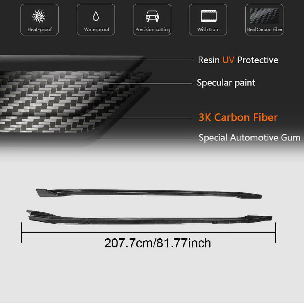 Tesla Model 3 2016-2022 Side Skirts Carbon Fiber-Ahacarbon