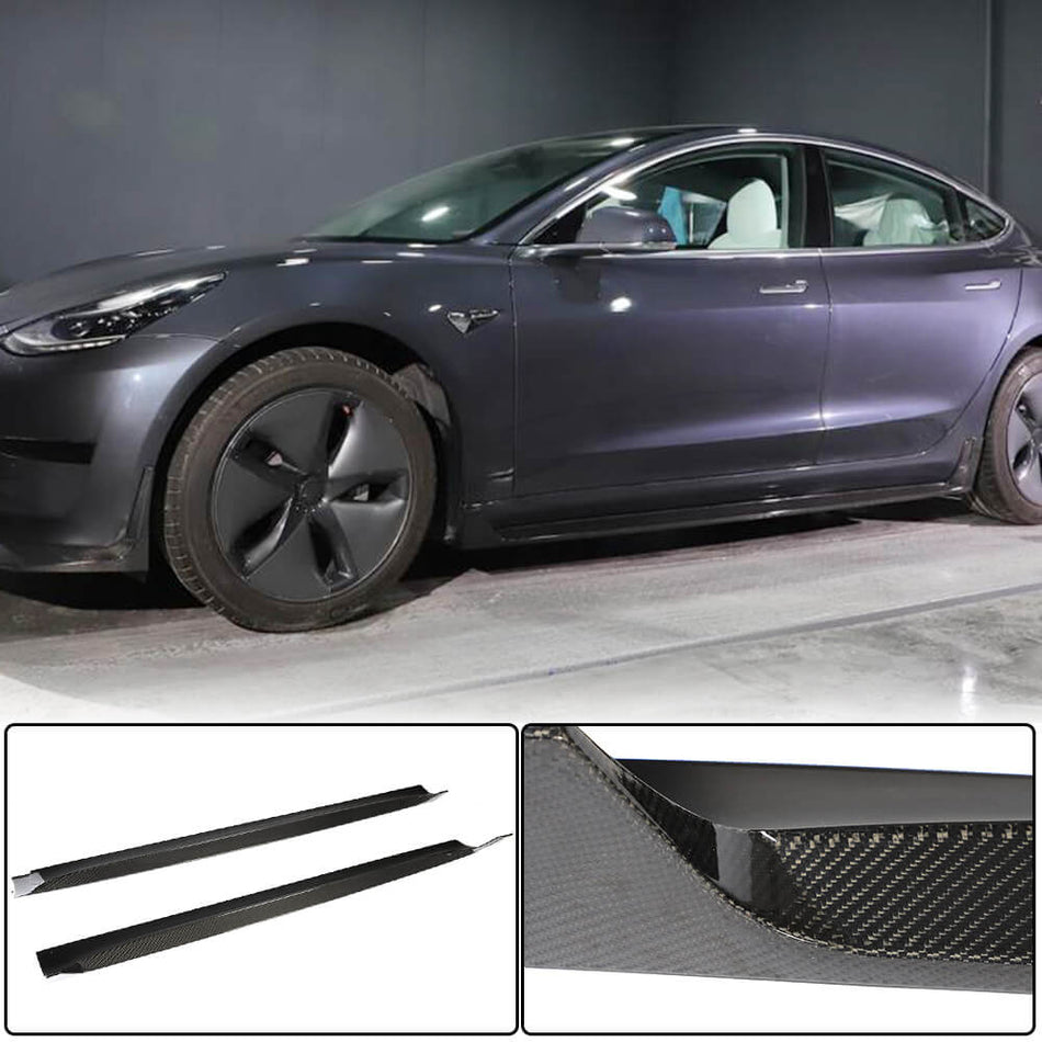 Tesla Model 3 Sedan 2016-2022 Side Skirts Carbon Fiber-Ahacarbon