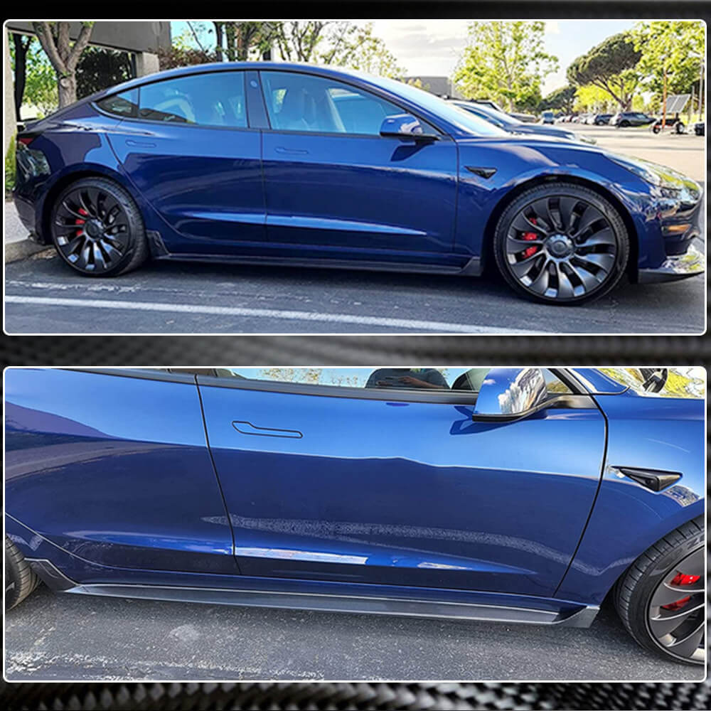 Tesla Model 3 Sedan 2016-2022 Side Skirts Carbon Fiber-Ahacarbon