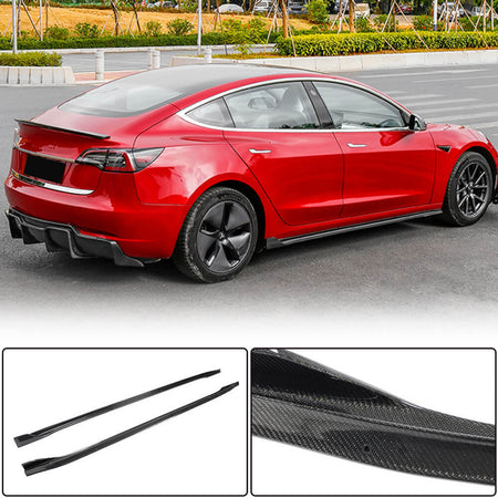 Tesla Model 3 2016-2022 Side Skirts Carbon Fiber-Ahacarbon