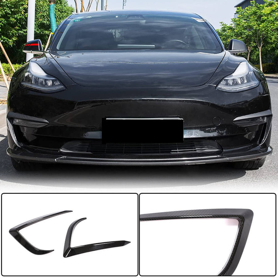 Tesla Model 3 2016-2022 Front Bumper Vents Dry Carbon Fiber-Ahacarbon