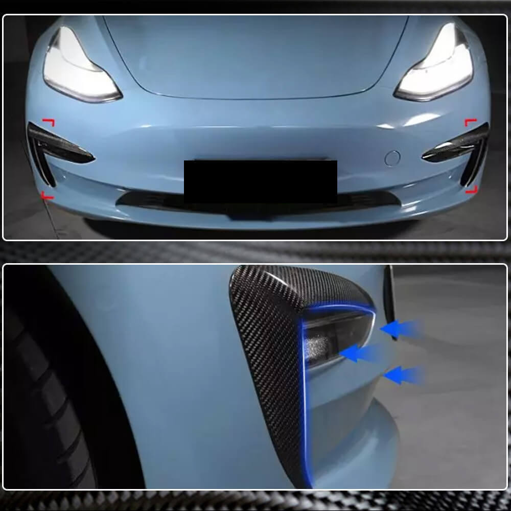 Tesla Model 3 2016-2022 Front Bumper Vents Dry Carbon Fiber-Ahacarbon
